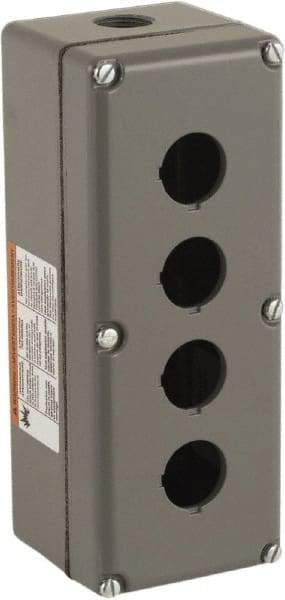 Schneider Electric - 4 Hole, 30mm Hole Diameter, Aluminum Pushbutton Switch Enclosure - 1, 3, 4, 6, 12, 13 NEMA Rated - Eagle Tool & Supply