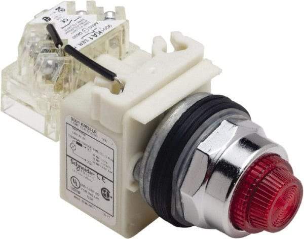 Schneider Electric - 120 V Red Lens LED Press-to-Test Indicating Light - Octagonal Lens, Screw Clamp Connector - Eagle Tool & Supply