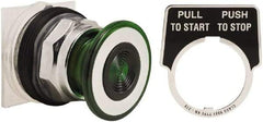 Schneider Electric - 30mm Mount Hole, Extended Straight, Pushbutton Switch Only - Green Pushbutton, Maintained (MA) - Eagle Tool & Supply