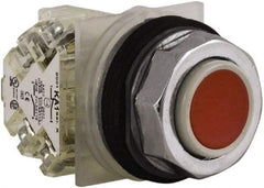 Schneider Electric - 30mm Mount Hole, Extended Straight, Pushbutton Switch with Contact Block - Red Pushbutton, Momentary (MO) - Eagle Tool & Supply