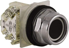 Schneider Electric - 30mm Mount Hole, Extended Straight, Pushbutton Switch with Contact Block - Black Pushbutton, Momentary (MO) - Eagle Tool & Supply