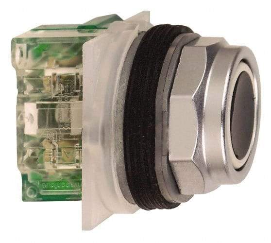 Schneider Electric - 30mm Mount Hole, Flush, Pushbutton Switch with Contact Block - Octagon, Black Pushbutton, Momentary (MO) - Eagle Tool & Supply