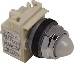 Schneider Electric - 120 V White Lens LED Pilot Light - Round Lens, Screw Clamp Connector - Eagle Tool & Supply