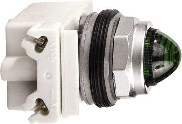 Schneider Electric - 120 V Green Lens LED Pilot Light - Round Lens, Screw Clamp Connector - Eagle Tool & Supply