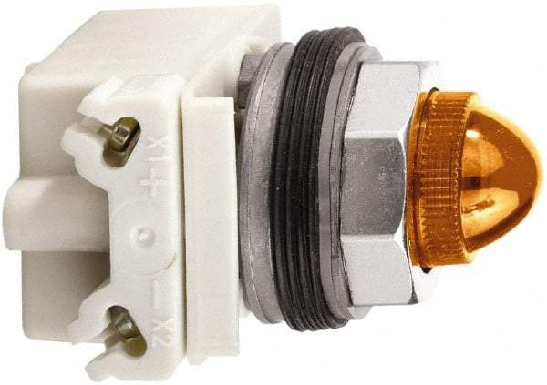 Schneider Electric - 120 V Amber Lens Incandescent Pilot Light - Round Lens, Screw Clamp Connector - Eagle Tool & Supply