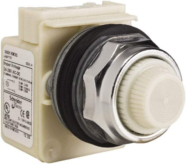 Schneider Electric - 28 V White Lens Indicating Light - Screw Clamp Connector - Eagle Tool & Supply