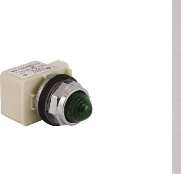 Schneider Electric - 24 V Green Lens LED Pilot Light - Round Lens, Screw Clamp Connector - Eagle Tool & Supply