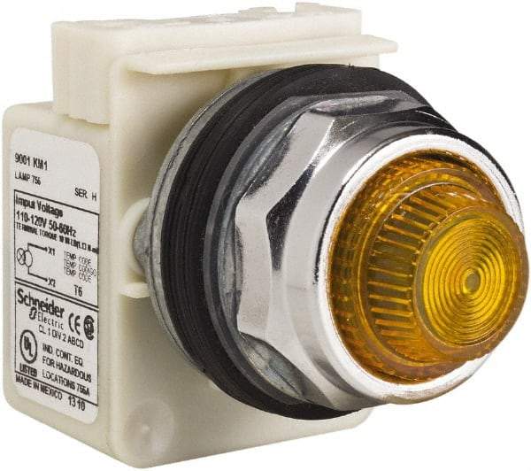 Schneider Electric - 120 VAC Amber Lens Indicating Light - Screw Clamp Connector - Eagle Tool & Supply