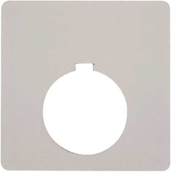 Schneider Electric - Square, Plastic Legend Plate - Blank - White Background, Black Letters, 1.2 Inch Hole Diameter, 2-1/2 Inch Square - Eagle Tool & Supply