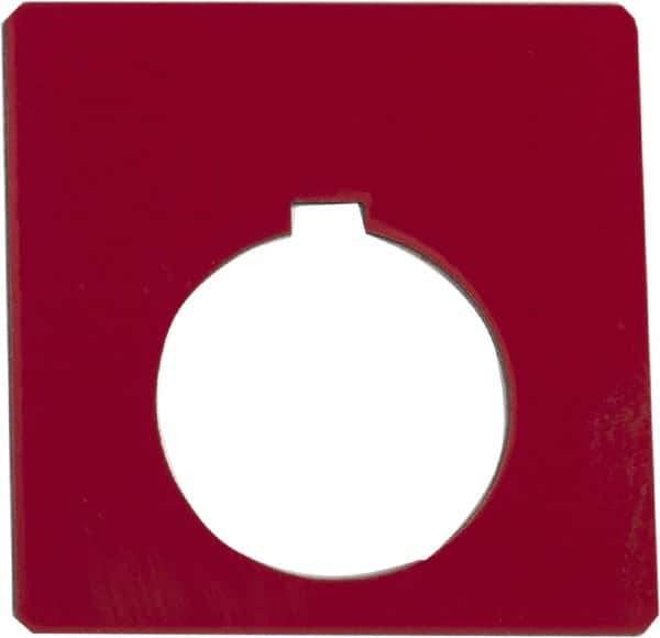 Schneider Electric - Square, Plastic Legend Plate - Blank - Red Background, Black Letters, 1.2 Inch Hole Diameter, 2-1/4 Inch Square - Eagle Tool & Supply