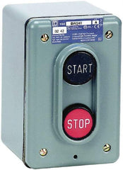 Schneider Electric - 2 Operator, Projecting Pushbutton Control Station - Start, Stop (Legend), Momentary Switch, NO/NC Contact, NEMA 4 - Eagle Tool & Supply