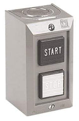 Schneider Electric - 2 Operator, Projecting Pushbutton Control Station - Start, Stop (Legend), Maintained Switch, 2NO Contact, NEMA 1 - Eagle Tool & Supply