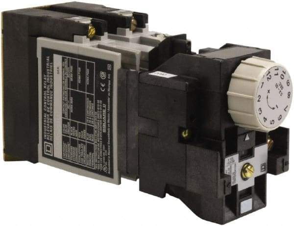 Square D - Time Delay Relay - 5 & 10 Contact Amp, 110 VAC at 50 Hz & 120 VAC at 60 Hz - Eagle Tool & Supply