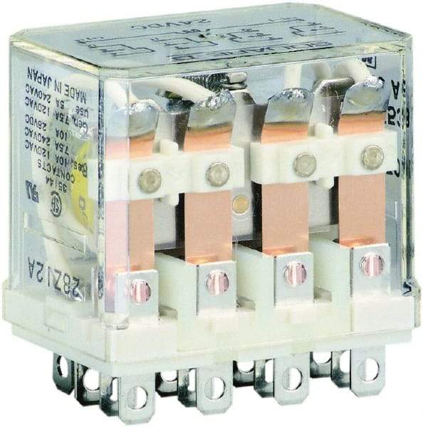 Square D - Electromechanical Plug-in General Purpose Relay - 10 Amp at 250 VAC, 4PDT, 24 VDC - Eagle Tool & Supply