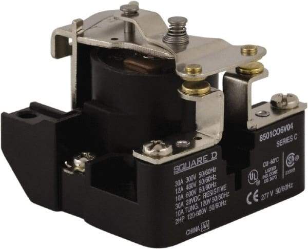 Square D - 2 hp, 10 VA Power Rating, Electromechanical Screw Clamp General Purpose Relay - 10 Amp at 600 V & 40 Amp at 277 VAC, SPST, 24 VAC at 50/60 Hz, 63.6mm Wide x 50.3mm High x 63.2mm Deep - Eagle Tool & Supply