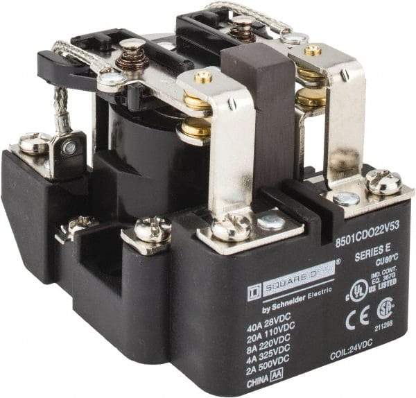 Square D - 10 VA Power Rating, Electromechanical Screw Clamp General Purpose Relay - 10 Amp at 110 V & 4 Amp at 220 V, DPDT, 24 VDC, 63.6mm Wide x 58.8mm High x 79.4mm Deep - Eagle Tool & Supply