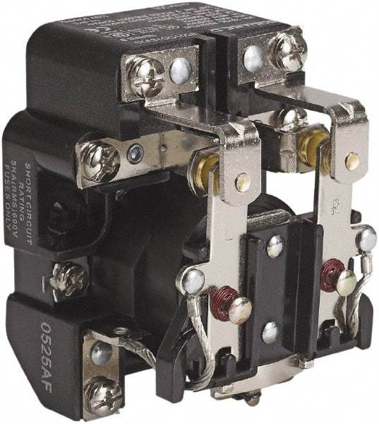 Square D - 1-1/2 hp, 10 VA Power Rating, Electromechanical Screw Clamp General Purpose Relay - 40 at 277 VAC & 5 at 600 V, DPDT, 240 VAC at 50/60 Hz, 63.6mm Wide x 58.8mm High x 79.4mm Deep - Eagle Tool & Supply