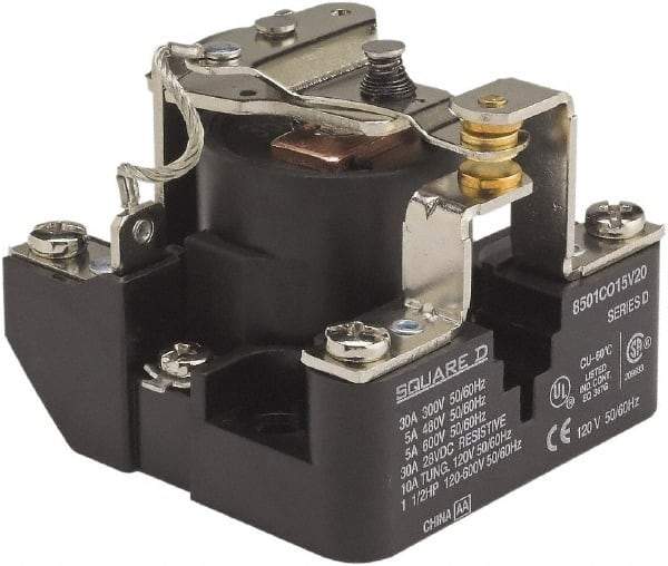 Square D - 1-1/2 hp, 10 VA Power Rating, Electromechanical Screw Clamp General Purpose Relay - 40 at 277 VAC & 5 at 600 V, SPDT, 24 VDC, 63.6mm Wide x 52.4mm High x 63.2mm Deep - Eagle Tool & Supply