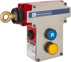 Telemecanique Sensors - 10 Amp, 2NO/2NC Configuration, Left Hand Operation, Rope Operated Limit Switch - Pushbutton Reset, Cable Pull, Pilot Light Indicator, 300 VAC - Eagle Tool & Supply