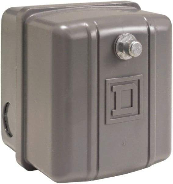 Square D - 1 NEMA Rated, DP, 90 to 120 psi, Electromechanical Pressure and Level Switch - Adjustable Pressure, 460/575 VAC, 1/8 Inch Connector, Screw Terminal, For Use with Air Compressors, Power Circuits, Water Pumps - Eagle Tool & Supply