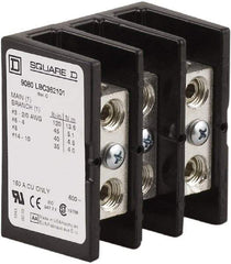 Square D - 3 Poles, 150 (Copper) Amp, Phenolic Power Distribution Block - 600 VAC, 1 Primary Connection - Eagle Tool & Supply