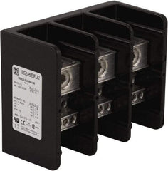 Square D - 3 Poles, 270 (Aluminium), 335 (Copper) Amp, Phenolic Power Distribution Block - 600 VAC, 1 Primary Connection - Eagle Tool & Supply