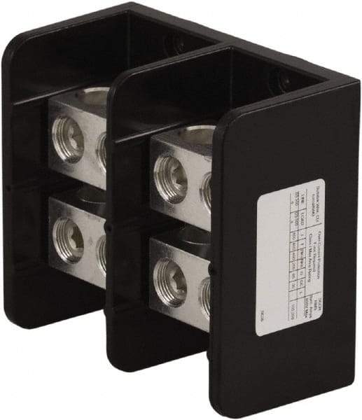 Square D - 2 Poles, 620 (Aluminium), 760 (Copper) Amp, Phenolic Power Distribution Block - 600 VAC, 2 Primary Connection - Eagle Tool & Supply