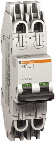 Schneider Electric - 10 Amp, 277 VAC, 2 Pole, Miniature Circuit Breaker - Thermal Magnetic Trip, 10 kA at 277 VAC Breaking Capacity, 74mm Deep x 141mm High x 36mm Wide - Eagle Tool & Supply