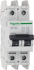 Schneider Electric - 25 Amp, 125 VDC, 240 VAC, 60 VDC, 1 Pole, DIN Rail Mount, Fixed Mount Miniature Circuit Breaker - Thermal Magnetic Trip, Multiple Breaking Capacity Ratings, 73mm Deep x 107mm High x 36mm Wide - Eagle Tool & Supply