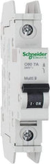 Schneider Electric - 7 Amp, 125 VDC, 240 VAC, 60 VDC, 1 Pole, DIN Rail Mount, Fixed Mount Miniature Circuit Breaker - Thermal Magnetic Trip, Multiple Breaking Capacity Ratings, 73mm Deep x 107mm High x 18mm Wide - Eagle Tool & Supply
