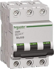 Schneider Electric - 1 Amp, 3 Pole, DIN Rail Mount Standard Circuit Breaker - Multiple Breaking Capacity Ratings, 14-4 (Copper) AWG, 3 Inch Deep x 3.19 Inch High x 2.13 Inch Wide - Eagle Tool & Supply