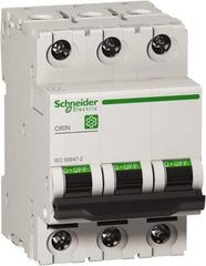 Schneider Electric - 16 Amp, 440 VAC, 3 Pole, DIN Rail Mounted Miniature Circuit Breaker - Magnetic Trip, Multiple Breaking Capacity Ratings, 18-4 AWG, 76mm Deep x 81mm High x 54mm Wide - Eagle Tool & Supply