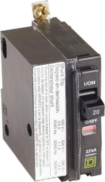 Square D - 20 Amp, 240 VAC, 1 Pole, Bolt On Miniature Circuit Breaker - 14-8 AWG - Eagle Tool & Supply
