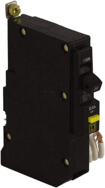 Square D - 20 Amp, 120 VAC, 1 Pole, Bolt On Residual Current Circuit Breaker with Overcurrent Protection - 12-8, 14-8 AWG - Eagle Tool & Supply