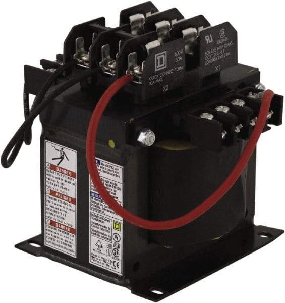 Square D - 500 VA, Top Mount Fuse Block Control Transformer - 5.46 Inch Deep - Eagle Tool & Supply