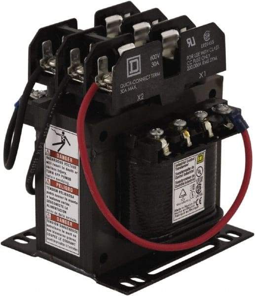 Square D - 150 VA, Top Mount Fuse Block Control Transformer - 50/60 Hz, 3.59 Inch Deep x 4-1/2 Inch High - Eagle Tool & Supply