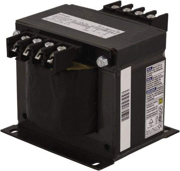 Square D - 500 VA, Top Mount Fuse Block Control Transformer - 50/60 Hz, 5.49 Inch Deep x 3.84 Inch High - Eagle Tool & Supply