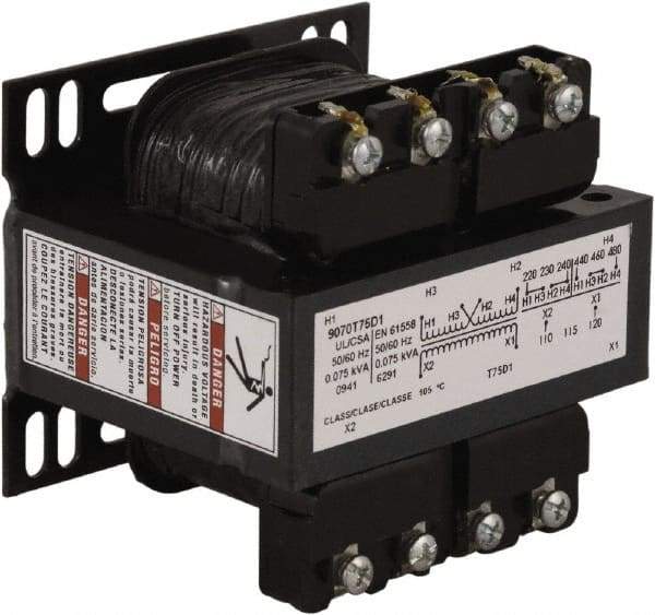 Square D - 1 Phase, 75 VA, Control Transformer - 131°F Temp Rise - Eagle Tool & Supply