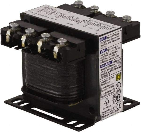 Square D - 50 VA, Top Mount Fuse Block Control Transformer - 50/60 Hz, 3.09 Inch Deep x 2.58 Inch High - Eagle Tool & Supply
