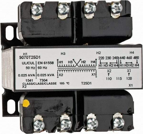 Square D - 1 Phase, 25 VA, Control Transformer - 131°F Temp Rise - Eagle Tool & Supply