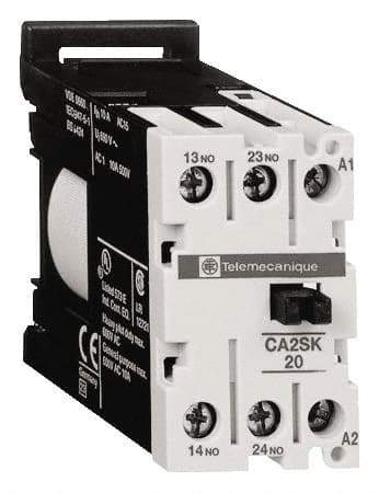 Schneider Electric - NC/NO, 230 VAC at 50/60 Hz Control Relay - DIN Rail Mount - Eagle Tool & Supply