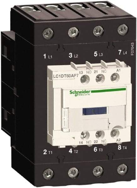 Schneider Electric - 4 Pole, 120 Coil VAC at 50/60 Hz, 60 Amp at 440 VAC, Nonreversible IEC Contactor - Bureau Veritas, CCC, CSA, CSA C22.2 No. 14, DNV, EN/IEC 60947-4-1, EN/IEC 60947-5-1, GL, GOST, LROS, RINA, UL 508, UL Listed - Eagle Tool & Supply