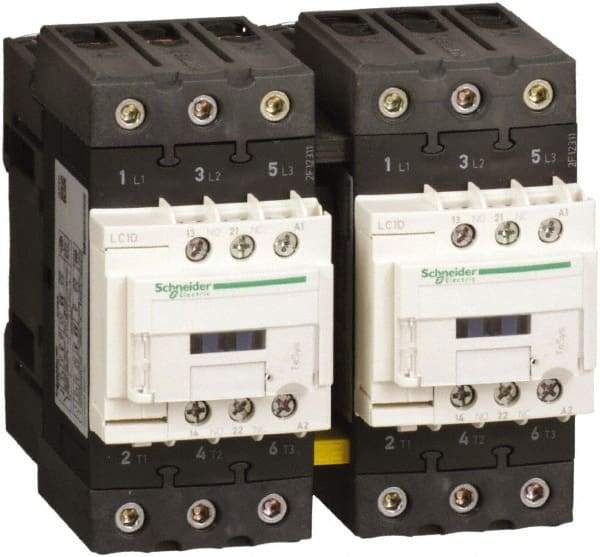 Schneider Electric - 3 Pole, 24 Coil VAC at 50/60 Hz, 500 Amp at 440 VAC, Reversible IEC Contactor - 1 Phase hp: 3 at 115 VAC, 7.5 at 230/240 VAC, 3 Phase hp: 15 at 200/208 VAC, 15 at 230/240 VAC, 40 at 460/480 VAC, 40 at 575/600 VAC - Eagle Tool & Supply