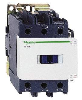 Schneider Electric - 3 Pole, 120 Coil VAC at 50/60 Hz, 80 Amp at 440 VAC, Nonreversible IEC Contactor - Bureau Veritas, CCC, CSA, CSA C22.2 No. 14, DNV, EN/IEC 60947-4-1, EN/IEC 60947-5-1, GL, GOST, LROS, RINA, RoHS Compliant, UL 508, UL Listed - Eagle Tool & Supply