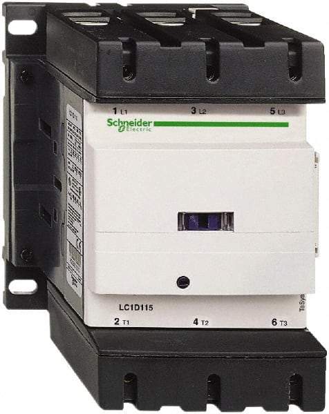 Schneider Electric - 3 Pole, 110 Coil VAC at 50/60 Hz, 115 Amp at 440 VAC, Nonreversible IEC Contactor - Bureau Veritas, CCC, CSA, CSA C22.2 No. 14, DNV, EN/IEC 60947-4-1, EN/IEC 60947-5-1, GL, GOST, LROS, RINA, RoHS Compliant, UL 508, UL Listed - Eagle Tool & Supply