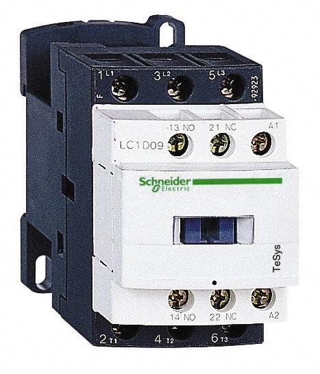 Schneider Electric - 3 Pole, 48 Coil VAC at 50/60 Hz, 25 Amp at 440 VAC and 9 Amp at 440 VAC, Nonreversible IEC Contactor - 1 Phase hp: 0.5 at 115 VAC, 1 at 230/240 VAC, 3 Phase hp: 2 at 200/208 VAC, 2 at 230/240 VAC, 5 at 460/480 VAC, 7.5 at 575/600 VAC - Eagle Tool & Supply