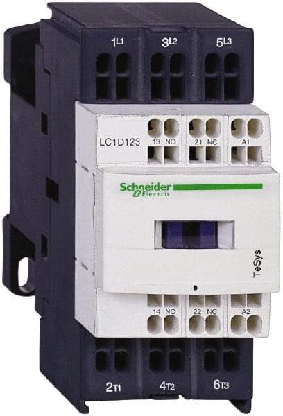 Schneider Electric - 3 Pole, 24 Coil VAC at 50/60 Hz, 16 Amp at 440 VAC and 9 Amp at 440 VAC, Nonreversible IEC Contactor - 1 Phase hp: 0.5 at 115 VAC, 1 at 230/240 VAC, 3 Phase hp: 2 at 200/208 VAC, 2 at 230/240 VAC, 5 at 460/480 VAC, 7.5 at 575/600 VAC - Eagle Tool & Supply