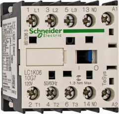 Schneider Electric - 3 Pole, 120 Coil VAC at 50/60 Hz, 6 Amp at 440 VAC, Nonreversible IEC Contactor - BS 5424, CSA, IEC 60947, NF C 63-110, RoHS Compliant, UL Listed, VDE 0660 - Eagle Tool & Supply