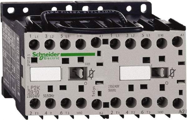 Schneider Electric - 3 Pole, 24 Coil VDC, 16 Amp at 690 VAC, 20 Amp at 440 VAC and 9 Amp at 440 VAC, Reversible IEC Contactor - BS 5424, CSA, IEC 60947, NF C 63-110, RoHS Compliant, UL Listed, VDE 0660 - Eagle Tool & Supply