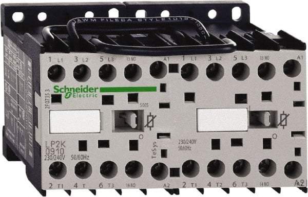 Schneider Electric - 3 Pole, 24 Coil VDC, 6 Amp at 440 VAC, Reversible IEC Contactor - BS 5424, CSA, IEC 60947, NF C 63-110, RoHS Compliant, UL Listed, VDE 0660 - Eagle Tool & Supply